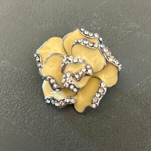 Camellia Brooch Silver with Crystals Designer Lookalike